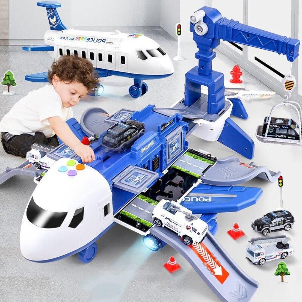 Adventure Plane Set featuring 6 colorful mini construction vehicles designed for kids aged 3-6, made from safe plastic for imaginative play. 0